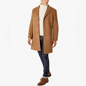Michael Kors Men's MMK19585 Madison Topcoat Solid Camel Size 58X US XL
